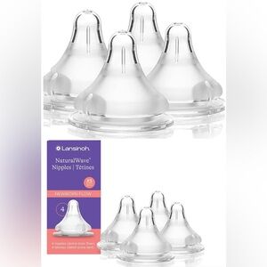 Lansinoh NaturalWave Baby Bottle Nipples Size XS, 0+ Months 2x4 Count (8 total)
